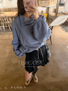 fish 夏威夷人鱼 侧拉链半领设计套头衬衫 韩国新品