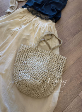 鱼鱼自留款 手工编织配真皮 高品质 简结百搭草编背包 日常又实用