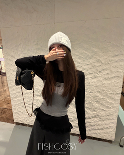 精致波浪边打底衫 不对称 超大弹力 轻松显瘦 天丝羊毛＊叠穿神器