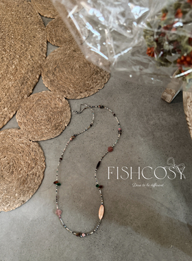 绝美春意 实拍图 天然彩石 双层长项链 韩国2026新品 夏威夷人鱼