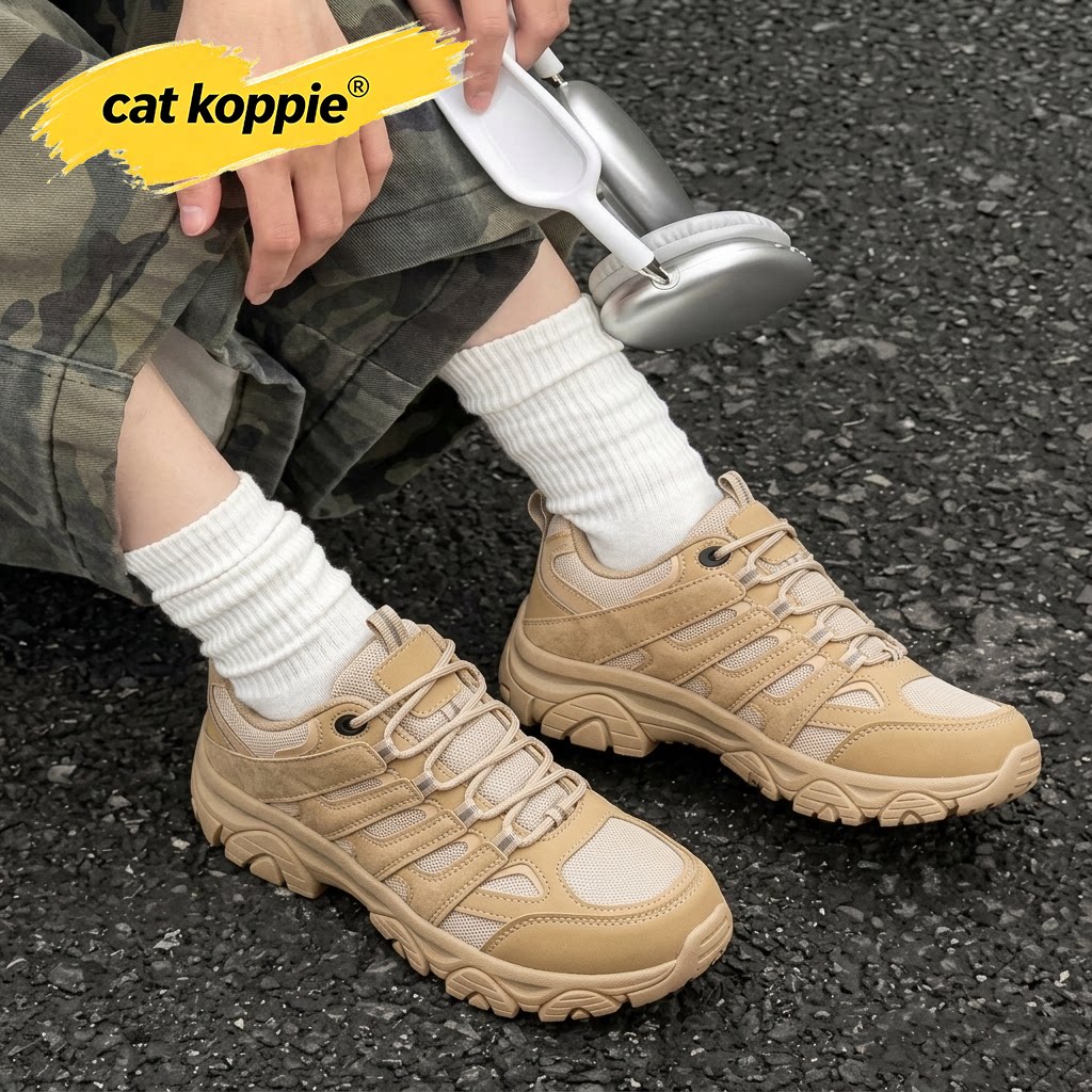 Cat Koppie厚底低帮防滑户外运动登山鞋网布透气男爬山徒步鞋防滑
