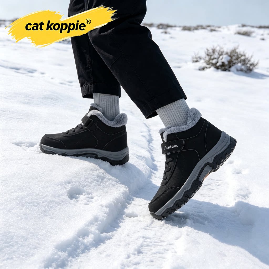Cat Koppie户外棉鞋男士冬季加绒新款雪地厚底登山休闲保暖靴子