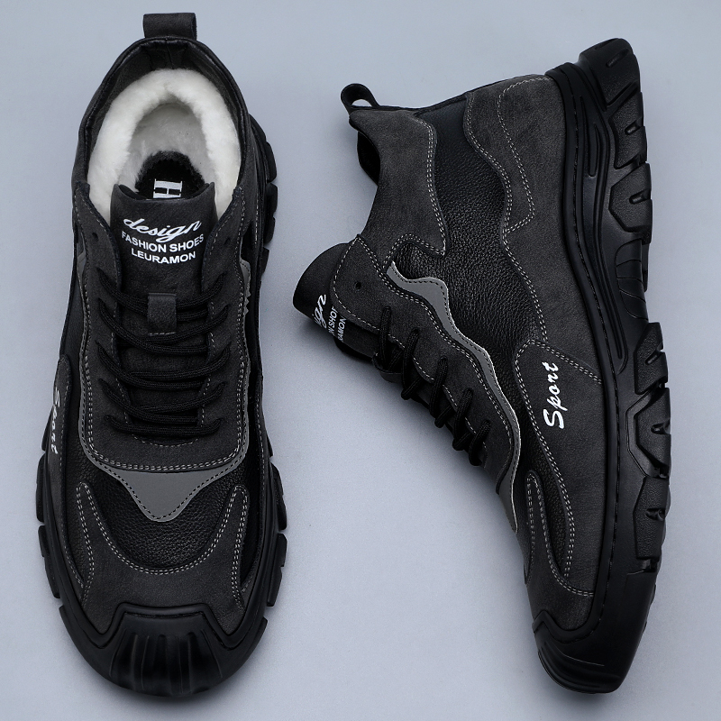 【香港&轻奢】棉鞋男冬季皮毛一体休闲运动厚底加绒保暖雪地靴潮