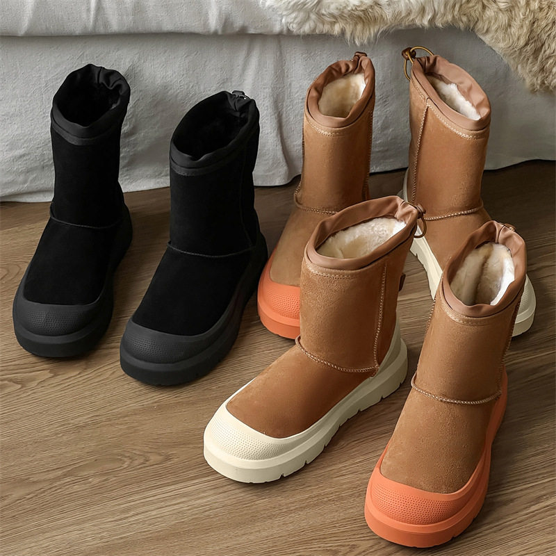 【香港&轻奢】长筒雪地靴男皮毛一体冬季加绒加厚零下40度东北潮