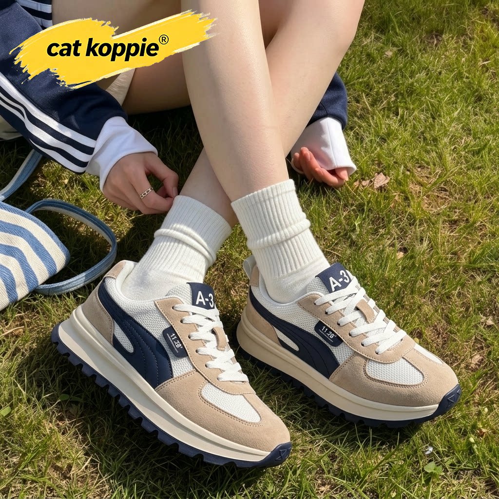 Cat Koppie男鞋2026新款阿甘鞋男款秋季皮面厚底男士运动休闲鞋子