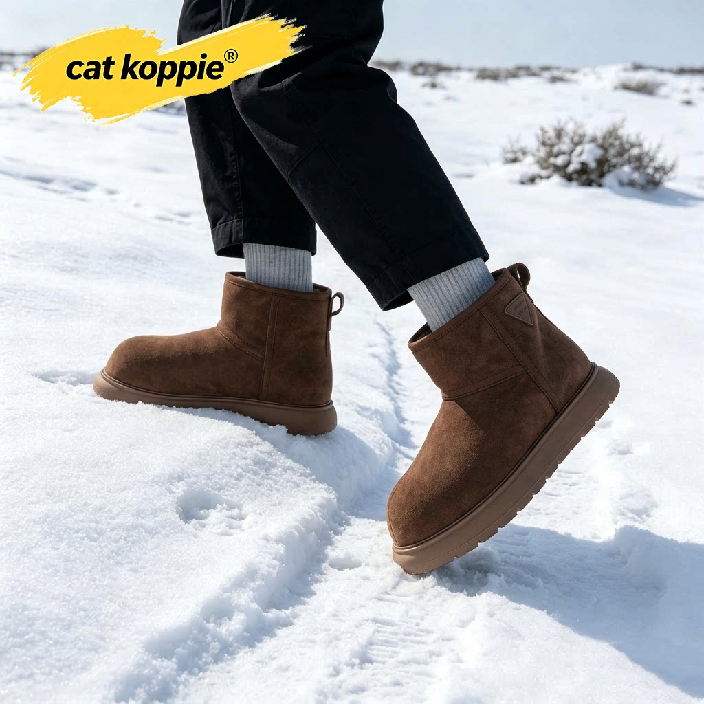 Cat Koppie2026大头厚底男士雪地靴冬季新款皮毛一体加绒加厚棉鞋