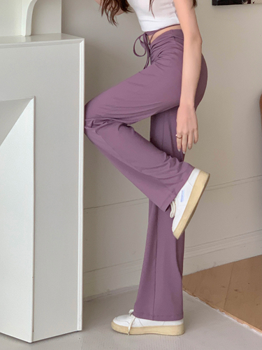 Real shots of spring, autumn and summer European and American niche sweet cool hot girls design sense niche high waist slimming slim spicy pants