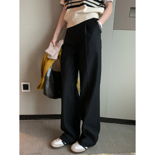 裤 可翻边两穿直筒阔腿西装 3048 休闲长裤 实拍韩国ins小众2024新款