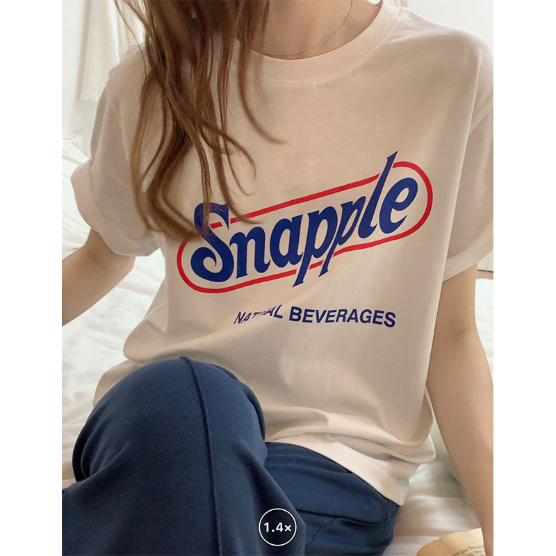 Real shot short sleeve T-shirt women's fashion summer loose letter print niche top