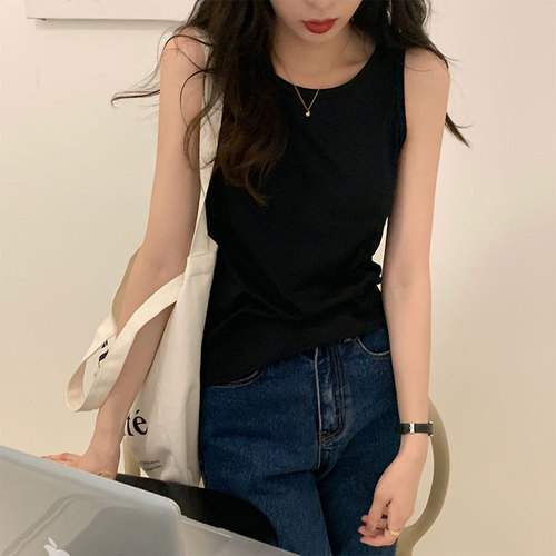 Real price real shot Korean version ins simple inside top 21 summer round neck versatile thin base vest