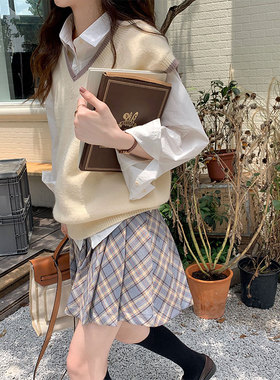 实价不减实拍格纹百褶半身裙高腰显瘦A字百搭辣妹短裙包臀裙2137