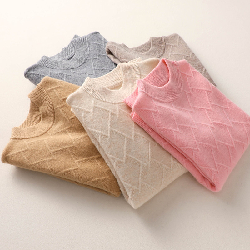 秋冬季新款羊毛衫儿童半高领薄款网格毛衣女童针织羊绒衫男童大童