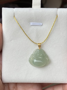 18K镶嵌天然A货翡翠玉佛吊坠 冰种起莹满绿佛公挂坠 小佛爷项坠