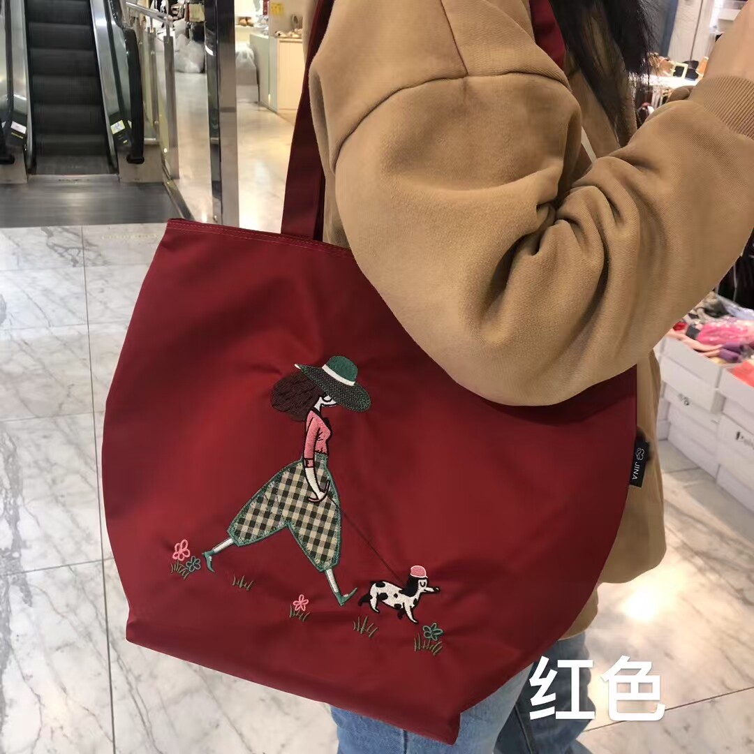 韩国东大门代购女刺绣款手提包