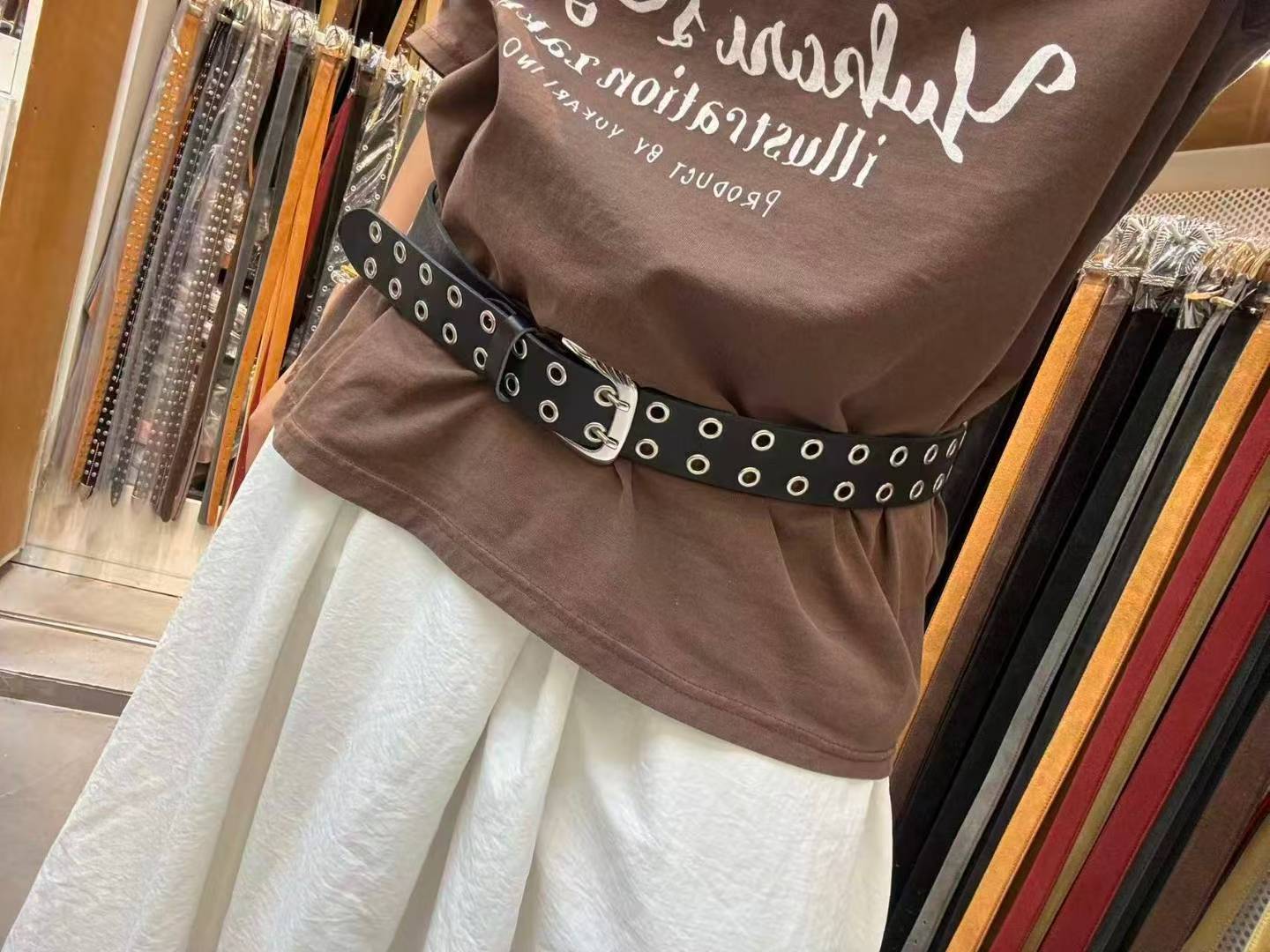 韩国东大门代购eo新款女腰带百搭洋气韩版时尚ins高级感穿孔