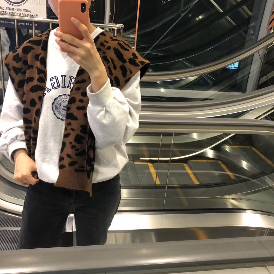 包邮韩国东大门代购b.b秋冬季新款韩版豹纹坎肩ins风披肩百搭时尚