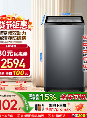 [双动力]海尔波轮洗衣机10kg大容量家用全自动直驱除菌659