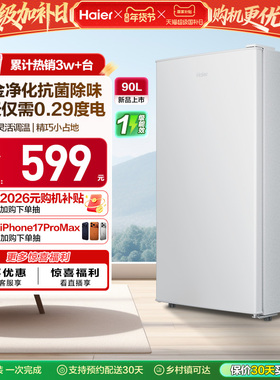 政府以旧换新补贴海尔90L单门小冰箱一级能效省电出租房官方办公