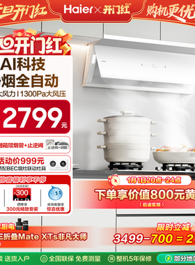 海尔全自动C50Max抽油烟机小红花家用厨房吸油烟机变频静音白色