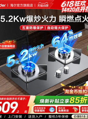换新补贴海尔出品统帅燃气灶家用双灶嵌入式灶台天然气灶具QIGL2C