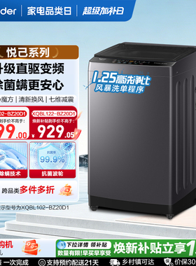 国家补贴海尔出品统帅家用10/12Kg直驱变频全自动波轮洗衣机20D1