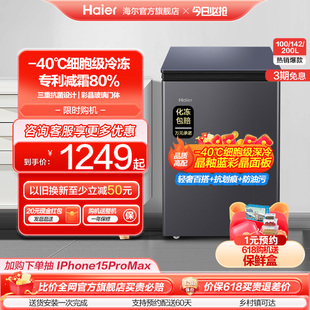 海尔100 200升冷藏小冰柜全冷冻家用商用零下 40℃冰箱冷柜 142