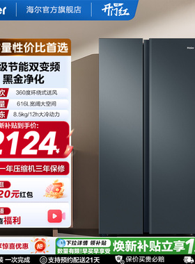政府换新补贴海尔616L大容量对开双开门家用一级超薄风冷无霜冰箱