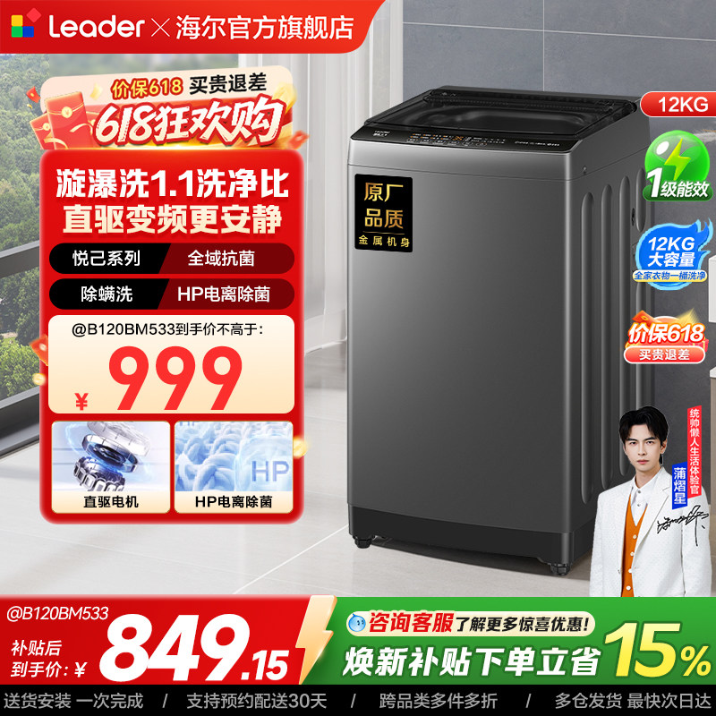 直驱变频海尔出品统帅波轮洗衣机12kg家用全自动大容量533