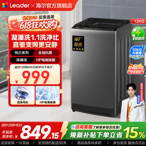 直驱变频海尔出品统帅波轮洗衣机12kg家用全自动大容量533