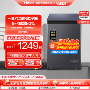 海尔100 200升冷藏小冰柜全冷冻家用商用零下 40℃冰箱冷柜 142