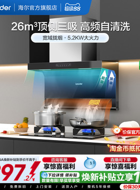 换新补贴海尔出品统帅油烟机燃气灶一套家用厨房烟灶套装 92DPlus