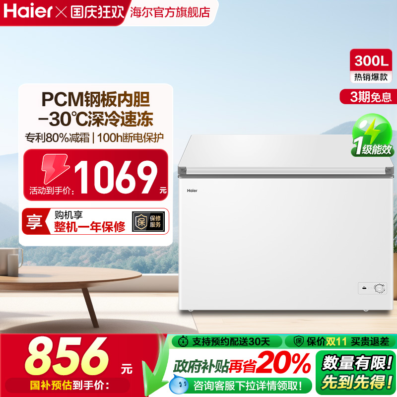 【新品】海尔300升家用两用冷冻小型冰箱冰柜大容量商用冷藏冷柜