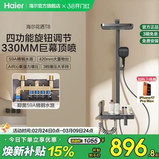 海尔精铜淋浴器花洒套装高级增压卫浴家用高压喷头背喷正品