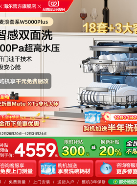 海尔麦浪洗碗机变频双面洗18套家用全自动嵌入式可消毒W5000Plus