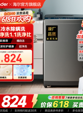 海尔出品统帅大容量10kg家用全自动波轮洗衣机除螨洗脱一体527