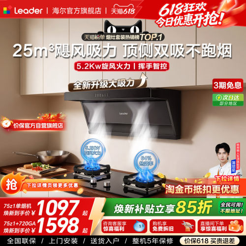统帅顶侧双吸油烟机燃气灶一套