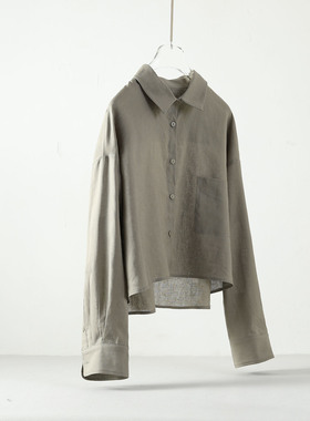 短款棉麻衬衫女上衣2025新款开衫外套长袖衬衣文艺外套简约新品