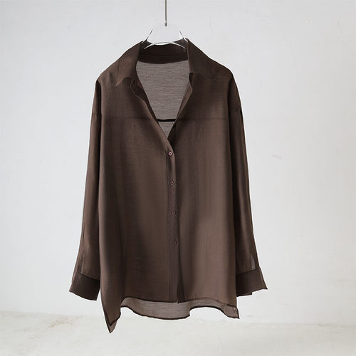 长袖天丝衬衫防紫外线垂坠感宽松