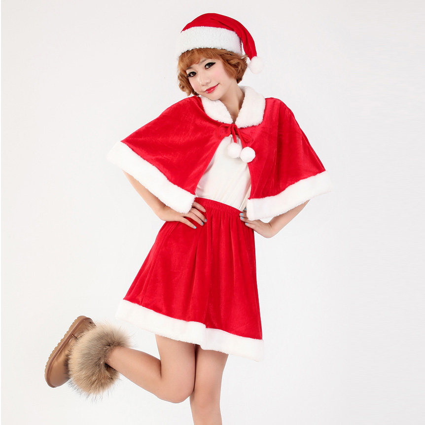 千奇坊圣诞服装圣诞节服装圣诞衣服女装套装三件套装扮服装套装