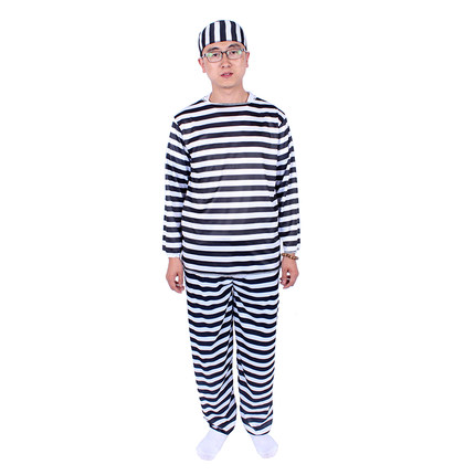 千奇坊万圣节条子与囚犯衣服囚人服装女囚衣服男囚服男囚犯衣服