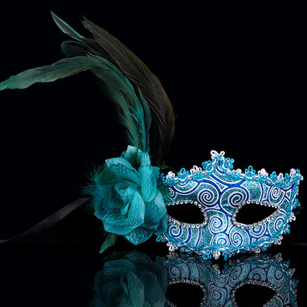 千奇坊圣诞节面具舞会派对侧边花朵威尼斯公主面具高档玫瑰面具女