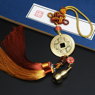 2026年化二黑令二黑星化解五黄铜葫芦铜钱铜葫芦家居客厅卧室挂饰