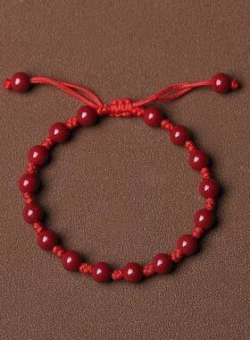 2026马年朱砂手串红绳手链天然女正品护身符本命年手编绳手链礼物