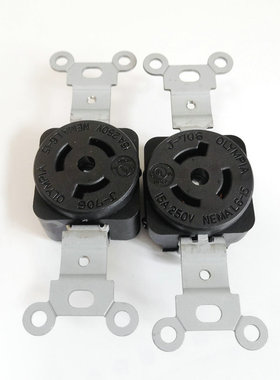 NEMA L6-15 2P3W暗装美规插座黑色J-706 15A250V3P台湾嵘光OLYMPI