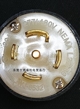 台湾嵘光防松 NEMA L22-30P 30AMP 277480V电机插头WJ-8532UL工业