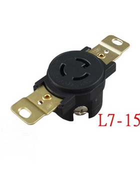 美规CUL暗装插座LK-2313F NEMA L7-15R 15A277V台湾隆光塑胶黑色