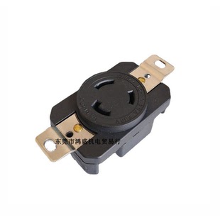 美规NEMA旋转防松暗装20A30A125/250V3P单相UL黑色多功能工业插座