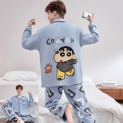 青少年睡衣男春秋季纯棉卡通动漫男孩初中学生大童长袖家居服套装
