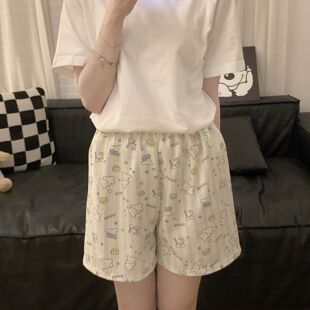 睡裤男女款短裤云朵棉加肥宽松高腰休闲可爱卡通夏季薄款五分家居