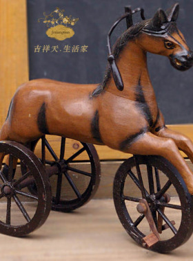 美式乡村zakka杂货复古怀旧铁轮
